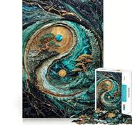 Yin Yang Harmony Kintsugi Art Adults 1000 Piece Jigsaw Puzzle Think Exercise Game Zero Gap Bonding Activity for Loved Ones (50x75cm)