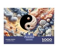 Yin Yang Harmony Puzzle Game Gifts for Men Women 1000 Piece - Yin Yang Dragon Phoenix Art The Whole Family Activity for Home Wall Decor70x50cm/1000pcs