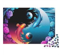 Yin-yang Jigsaw Puzzle Fierce Bird Harmony 1000 Piece Matte Finish Dust-Free Cardboard Nursing Home Activity for Seniors Adults Beginners Family 52x38cm/1000pcs