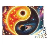 Yin-yang Jigsaw Puzzle Solar Fire Harmony 1000 Piece Matte Finish Dust-Free Cardboard Nursing Home Activity for Seniors Adults Beginners Family 52x38cm/1000pcs