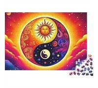 Yin-yang Jigsaw Puzzle Solar Harmony Symbol 1000 Pieces Cardboard Dust-Free Matte Finish Rainy Day Activity for Advanced Adults Teenagers 52x38cm/1000pcs
