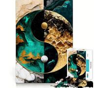 Yin Yang Kintsugi Harmony Jigsaw Puzzle1000 Pieces Thinking Skill Game Seamless Fit Precise Pieces Family Fun Night Activity (38x52cm)