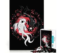 Yin Yang Koi Fish 1000 Piece Jigsaws for Adults Brain Sharp Game Smooth Burr Free Surface Fascinating Hobby for Idle Moments (50x75cm)