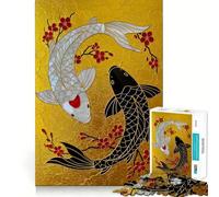 Yin Yang Koi Fish 1000 Piece Teenager Puzzles Cognitive Boost Fun Tight Lock No Loose Pieces Engaging Way to Pass Free Hours (38x52cm)
