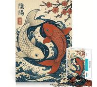 Yin Yang Koi Fish Art Jigsaw for Adults 1000 Pieces Think Skill Game High Precision Die Cut Entertaining Challenge for Spare Time (50x75cm)
