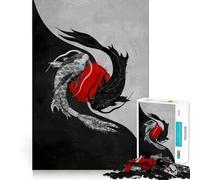 Yin Yang Koi Fish Art Jigsaw for Teenagers1000 Pieces Mental Boost Game Burr Free Clean Cut Pieces Easy to Learn Family Enjoyment (50x75cm)