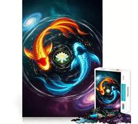 Yin Yang Koi Fish Galaxy Jigsaw Puzzle 1000 Piece Cognitive Fun Play Precise Interlock Structure Bonding Activity for Loved Ones (38x52cm)