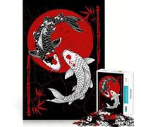 Yin Yang Koi Fish Illustration Puzzles for Adults 1000 Pieces Mental Boost Play Neat Cut Perfect Alignment Bonding Activity for Loved Ones (50x75cm)