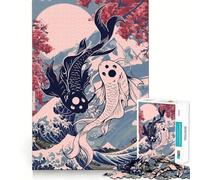 Yin Yang Koi Fish Japan Adult Jigsaw1000 Pieces Cognitive Train Game Tight Interlock No Gaps Calming Mental Break Activity (50x75cm)