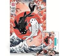 Yin Yang Koi Fish Japan Adult Jigsaw1000 Pieces Memory Skill Fun Stable Fit No Shifting Parts Compact Fun for Family Game Time (38x52cm)