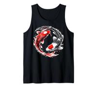 Yin Yang Koi Fish Japanese Brush Art Illustration Tank Top