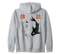 Yin Yang Koi Fish Japanese Ink Wash Traditional Asian Art Zip Hoodie