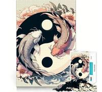 Yin Yang Koi Fish Japanese Zen 1000 Piece Teenager Puzzles Cognitive Boost Fun Tight Lock No Loose Pieces Engaging Way to Pass Free Hours (50x75cm)