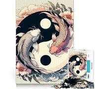 Yin Yang Koi Fish Japanese Zen Jigsaw Puzzle 1000 Logic Thinking Play Expert Cutting Craftsmanship Quiet Time Mind Exercise at Home (38x26cm)