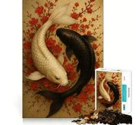 Yin Yang Koi Fish Jigsaw Puzzles1000 Pieces Brain Recall Game Premium Laser Cut Quality Absorbing Activity for Quiet Nights (50x75cm)