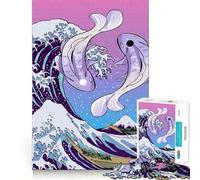 Yin Yang Koi Fish Kanagawa Adults 1000 Piece Jigsaw Puzzle Think Exercise Game Zero Gap Bonding Activity for Loved Ones (38x52cm)