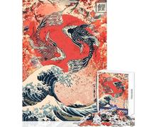 Yin Yang Koi Fish Painting 1000 Teenager Pieces Jigsaw Puzzle Stimulate Focus And Mental Precision Serene Soothing Leisure Game (38x26cm)