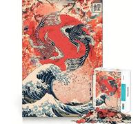 Yin Yang Koi Fish Painting Jigsaw Puzzle 1000 Piece Focus Boost Fun Advanced Laser Cutting Tech Travel-friendly Brain Game Gift (38x52cm)