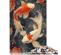 Yin Yang Koi Fish Painting Jigsaw Puzzles Puzzles for Adults Kids. 1000 Piece Impossible Challenge Toy Educational Game Home Decoration for Educational Games Gifts 1000pcs (75x50cm)