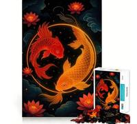Yin Yang Koi Fish with Lotus Jigsaw Puzzle1000 Pieces Brain Boosting Play Zero Gap Cozy Indoor Entertainment for All (38x26cm)