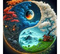 Yin-Yang Landscape Jigsaw Puzzles for Adults 70 Pieces Hard Difficult Challenging puzzles for adults 70 pcs DIY Decoration Puzzle for Wall Decor Gifts