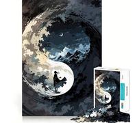 Yin Yang Landscape with Figure Jigsaw Puzzle1000 Pieces Brain Boosting Play Zero Gap Cozy Indoor Entertainment for All (38x26cm)