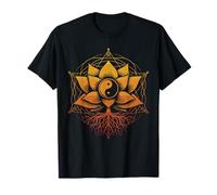 Yin Yang Lotus Flower Sacred Geometry Spiritual Geometric T-Shirt