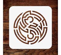 Yin Yang Maze Stencil - 11.5 x 11.5 cm - Reusable Oriental Asian Chinese Sign Wall Stencil Template - Use on Paper Projects Scrapbook Journal Walls Floors Fabric Furniture Glass Wood etc.