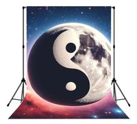 Yin-Yang-Moon 5x7ft Photography Backdrop, Photo Background With Rod Pocket, Foldable Studio Backdrop For Birthday, Wedding, Party Decoration