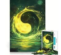 Yin Yang Moon Adults 1000 Piece Jigsaw Puzzle Recall Fun Play Premium Laser Cut Quality Quiet Time Mind Exercise at Home (38x26cm)