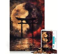 Yin Yang Moon Gate Jigsaw Puzzle 1000 Piece Mental Fun Game No Gap Tight Fitting Design for Family Gatherings (38x26cm)