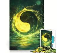 Yin Yang Moon Jigsaw Puzzles for Teenagers 1000 Mental Fun Game Clean Seamless Connection Engaging Way to Pass Free Hours (50x75cm)