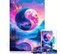 Yin Yang Moon Landscape Jigsaw Puzzles for Teenagers 1000 Mental Fun Game Clean Seamless Connection Engaging Way to Pass Free Hours (50x75cm)