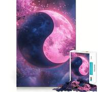 Yin Yang Moon with Cherry Blossoms Adults 1000 Pieces Puzzle Mental Focus Game Premium Laser Cut Quality Family Fun Night Activity (50x75cm)