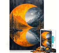 Yin Yang Mountain Lake Japanese Landscape 1000 Piece Jigsaws for Adults Brain Training Fun Clean Cut Sturdy Components Calming Mental Break Activity (38x52cm)