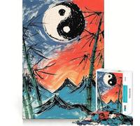 Yin Yang Mountain Landscape 1000 Pieces Puzzles for Adults Mind Exercise Play Precision Cut Smooth Edges Relaxing Indoor Group Activity (38x52cm)