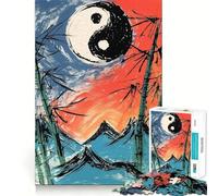 Yin Yang Mountain Landscape Adult Jigsaw1000 Pieces Cognitive Train Game Tight Interlock No Gaps Calming Mental Break Activity (38x26cm)