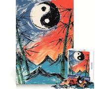 Yin Yang Mountain Landscape Jigsaw for Teenagers 1000 Pieces Mind Exercise Soft Distraction Exact Cut (50x75cm)