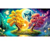 Yin-Yang-Mythical-Creatures-Art 1000 Piece Jigsaw Puzzle for Adults: Recycled Cardboard Decoration 75x50cm/1000pcs