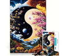 Yin Yang Nature Art Puzzles for Adults 1000 Pieces Focus Boost Fun Uniform Size Precise Pieces Bonding Activity for Loved Ones (38x52cm)