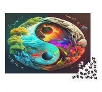 Yin Yang Nature Elements 1000 Piece Jigsaw Puzzle Paper for Adults Ecological Balance Colorful Design Home Leisure Focus Gift 38x26cm/1000pcs