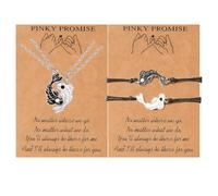 Yin Yang Necklace Bracelet for Women Men Matching Black White Disc Tai Chi Necklace for Couples Girls Friendship BFF Bracelets Necklaces Jewelry Set, metal, no gemstone