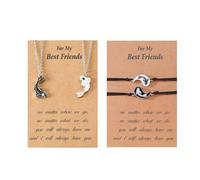 Yin Yang Necklace Bracelet for Women Men Matching Black White Tai Chi Necklace for Couples Fish Friendship BFF Bracelets Necklaces Jewelry Set, 3cm, Zinc, no gemstone