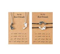 Yin Yang Necklace Bracelet for Women Men Matching Black White Tai Chi Necklace for Couples Fish Friendship BFF Bracelets Necklaces Jewelry Set, 3cm, High quality alloy, no gemstone