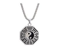 Yin Yang Necklace for Women Men Tai Chi Bagua Feng Shui Necklace Stainless Steel Gothic Punk Necklace Protection Jewelry Gift, Metal, No Gemstone