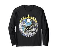 Yin Yang Of Dragon & Wolf Mountain Sun Moon Mystical Wolves Long Sleeve T-Shirt