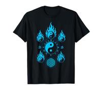 Yin Yang Om Sacred Geometry Fire Flower of Life Spiritual T-Shirt
