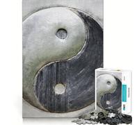 Yin Yang on Metal Wall Jigsaw Puzzles1000 Pieces Brain Recall Game Premium Laser Cut Quality Absorbing Activity for Quiet Nights (38x26cm)