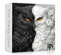 Yin Yang Owl Puzzle for Adults 1000 Pieces，Black and White Puzzles Owl Flowers, Impossible Difficult Hard Bird Jigsaw Puzzle, Animal Floral Art Challenge Puzzle Aesthetic
