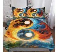 Yin Yang Pattern 3D Duvet Cover 2 Piece Soft Brushed Microfiber Quilt Cover Bedding Sets with Matching Pillowcases for Kids,Youth And Adult Comforter Cover Single (135x200cm)